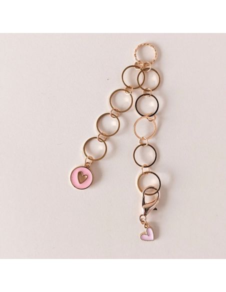 Chaînette compte-rangs petits cœurs - Rose