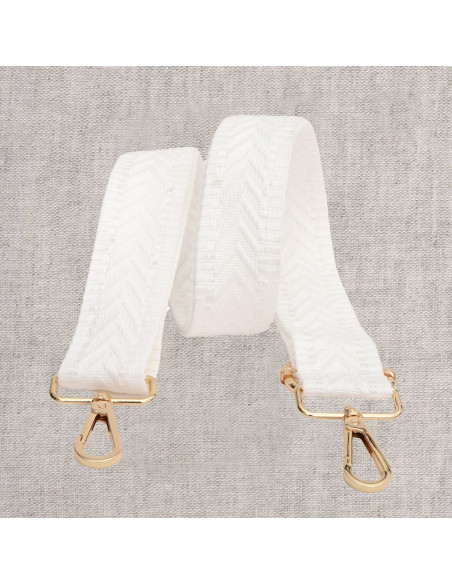 Sangle de sac chevrons avec mousquetons - Blanc