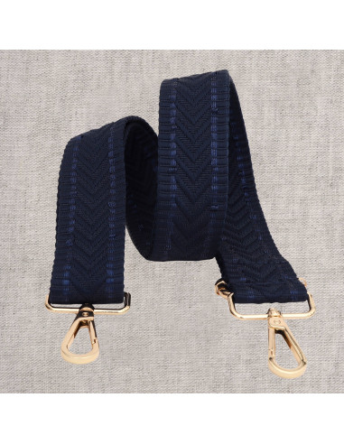 Sangle de sac chevrons avec mousquetons - Bleu marine