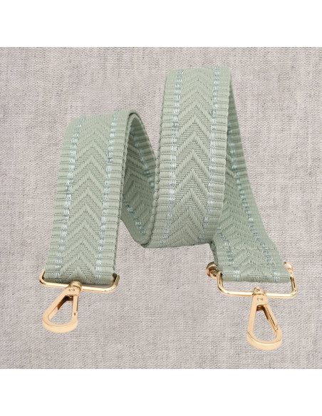 Sangle de sac chevrons avec mousquetons - Sauge