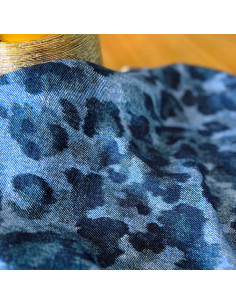 Tissu viscose flammé Denim Léopard - My Dress Made