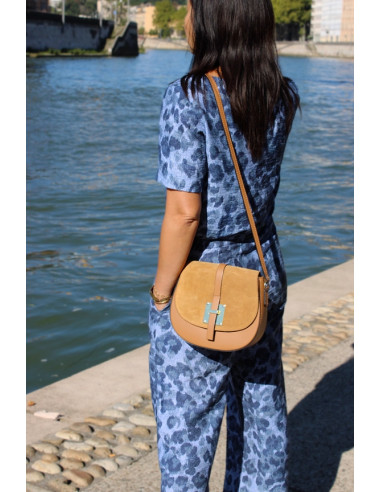 Tissu viscose flammé Denim Léopard - My Dress Made