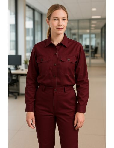 Tissu twill toile de travail - Lie de vin