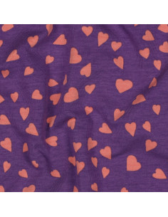 Tissu sweat molleton cœurs - Violet