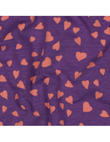 Tissu sweat molleton cœurs - Violet