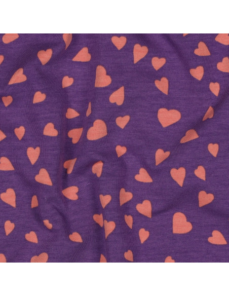Tissu sweat molleton cœurs - Violet