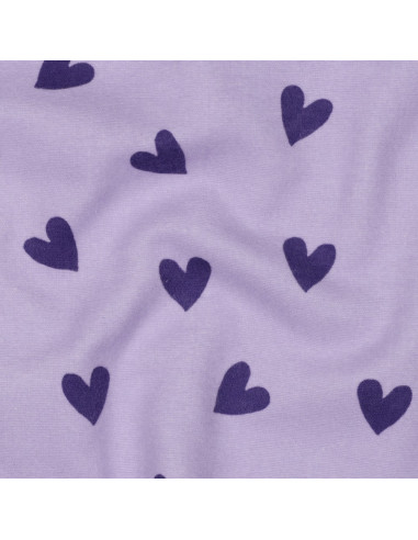 Tissu flanelle lavande - Coeurs figue