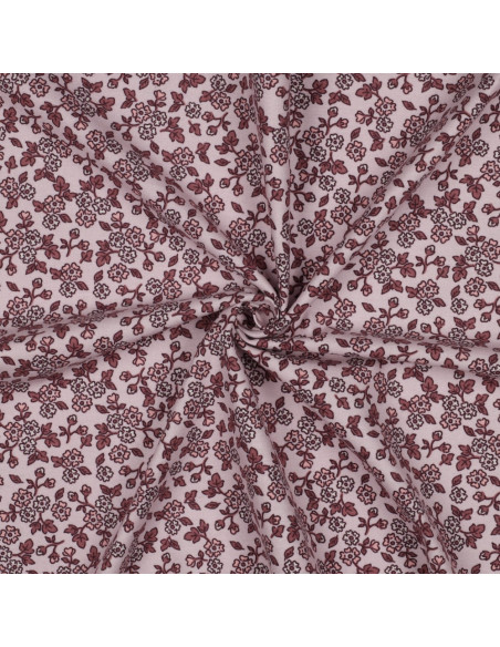 Tissu flanelle fleurs - Rose