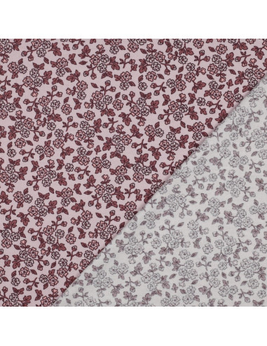 Tissu flanelle fleurs - Rose