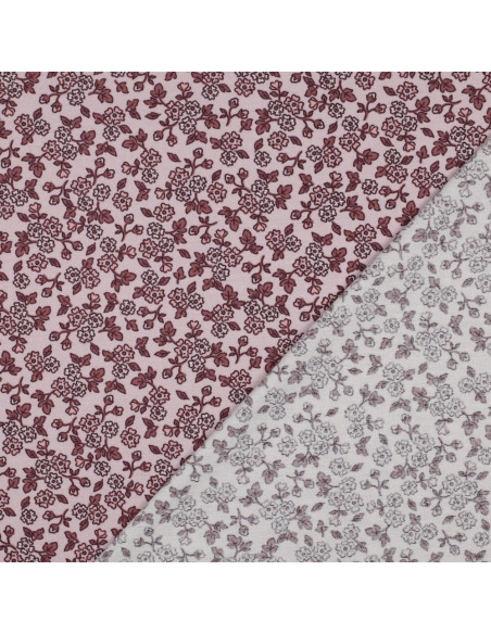 Tissu flanelle fleurs - Rose