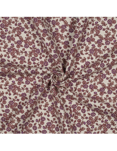 Tissu flanelle fleurs - Écru