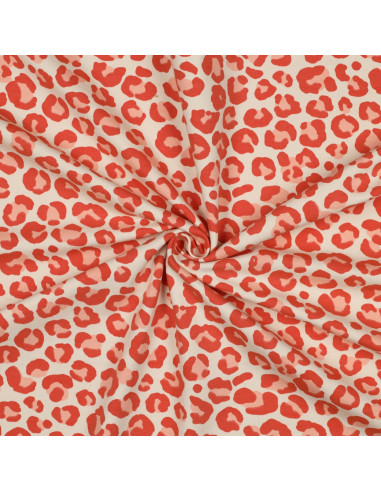 Tissu sweat Léopard - Orange