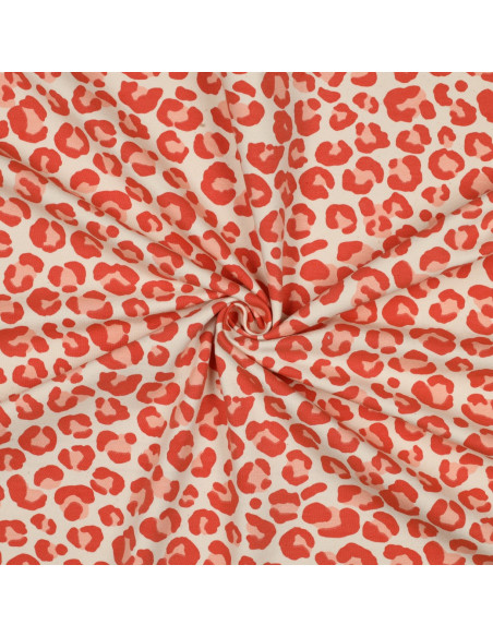 Tissu sweat Léopard - Orange