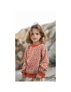 Tissu sweat Léopard - Orange 2