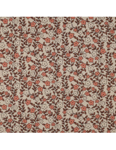 Tissu jersey coton maille côtelé - Fleurs sur fond naturel
