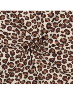Tissu sweat Léopard - Marron