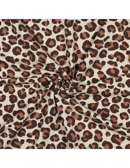 Tissu sweat Léopard - Marron