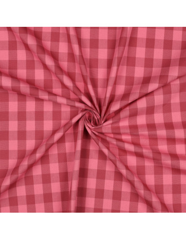 Tissu Vichy grands carreaux - Rouge et bordeaux