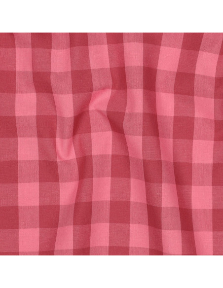 Tissu popeline de coton - Vichy grands carreaux - Rouge et bordeaux