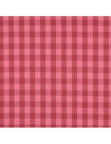 Tissu popeline de coton - Vichy grands carreaux - Rouge et bordeaux