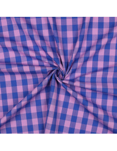 Tissu Vichy grands carreaux - Lavande et bleu