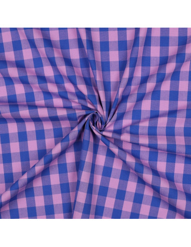 Tissu Vichy grands carreaux - Lavande et bleu