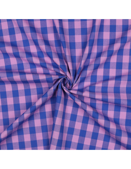 Tissu Vichy grands carreaux - Lavande et bleu