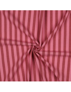 Tissu popeline de coton - Rayures larges - Bordeaux et rouge