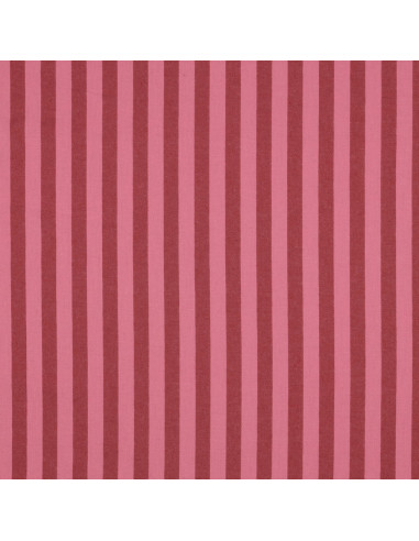 Tissu popeline de coton - Rayures larges - Bordeaux et rouge