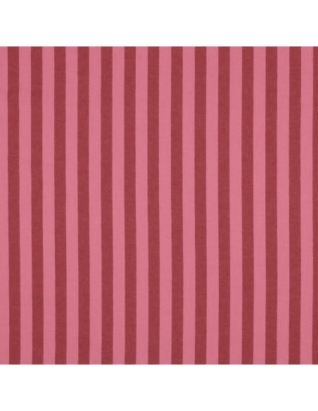 Tissu popeline de coton - Rayures larges - Bordeaux et rouge