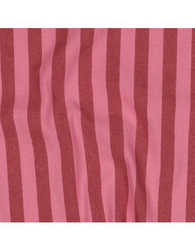 Tissu popeline de coton - Rayures larges - Bordeaux et rouge
