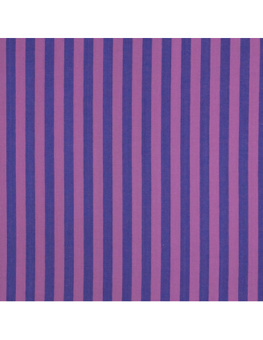 Tissu popeline de coton - Rayures larges - Figue et violet