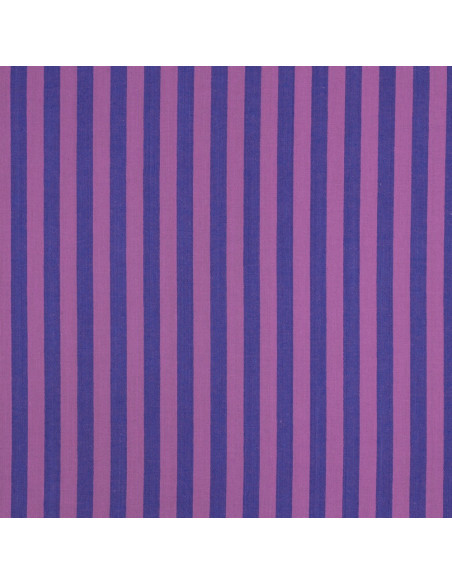 Tissu popeline de coton - Rayures larges - Figue et violet