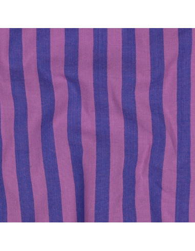 Tissu popeline de coton - Rayures larges - Figue et violet