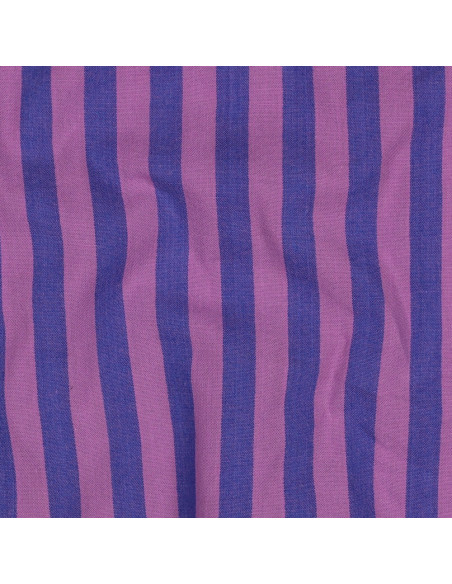 Tissu popeline de coton - Rayures larges - Figue et violet