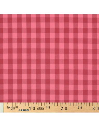 Tissu popeline de coton - Vichy grands carreaux - Rouge et bordeaux