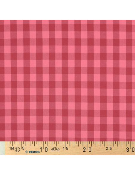 Tissu popeline de coton - Vichy grands carreaux - Rouge et bordeaux