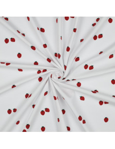 Tissu jersey Fraises - Fond blanc