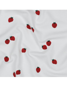 Tissu jersey Fraises - Fond blanc 2