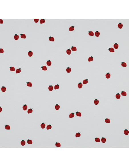 Tissu jersey Fraises - Fond blanc