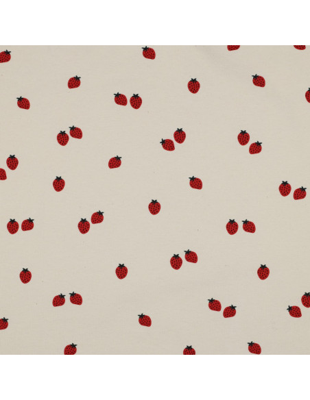 Tissu jersey Fraises - Fond naturel