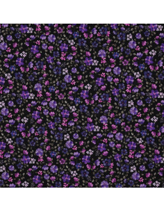 Tissu jersey Anna - Fleurs violettes sur fond navy 2