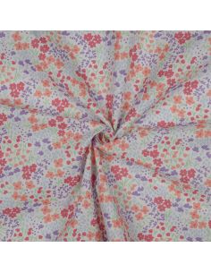 Tissu coton déperlant petites fleurs - Fond blanc