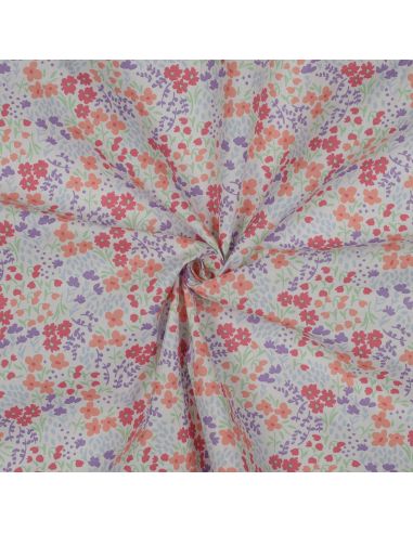 Tissu coton déperlant petites fleurs - Fond blanc