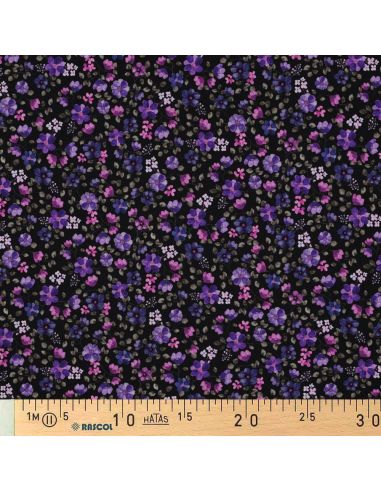Tissu jersey Anna - Fleurs violettes sur fond navy