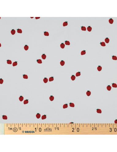 Tissu jersey Fraises - Fond blanc