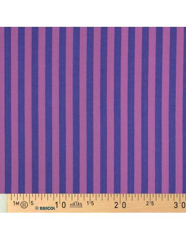 Tissu popeline de coton - Rayures larges - Figue et violet