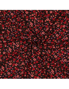 Tissu viscose petites fleurs éclatantes - Noir