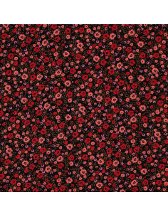 Tissu viscose petites fleurs éclatantes - Noir 2