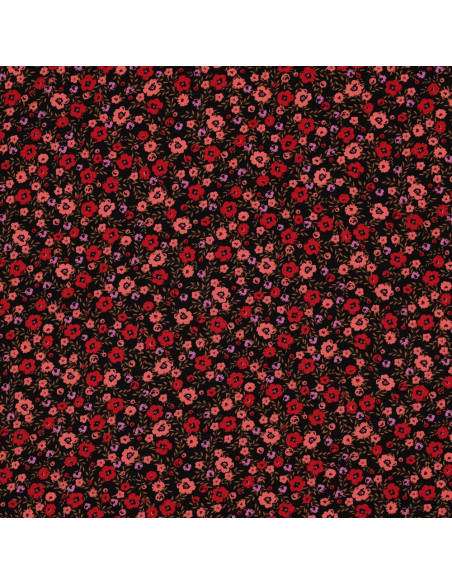 Tissu viscose petites fleurs éclatantes - Noir